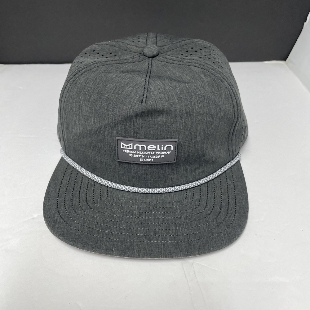 Melin Coronado Hydro Hat Mens Sz CL Brick Snapback Outdoor Golf Cap Dark Gray